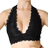 JOJOANS Halter Lace Bralette Unpadded Wireless Sheer Bra Bustier Full Coverage Lingerie