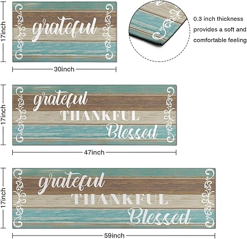 Miniatura 55 de Juego de 2 tapetes de cocina Thankful para cocinar, antideslizantes, impermeables, de pie para cocina, de 17 x 30 + 17 x 47 pulgadas, beige