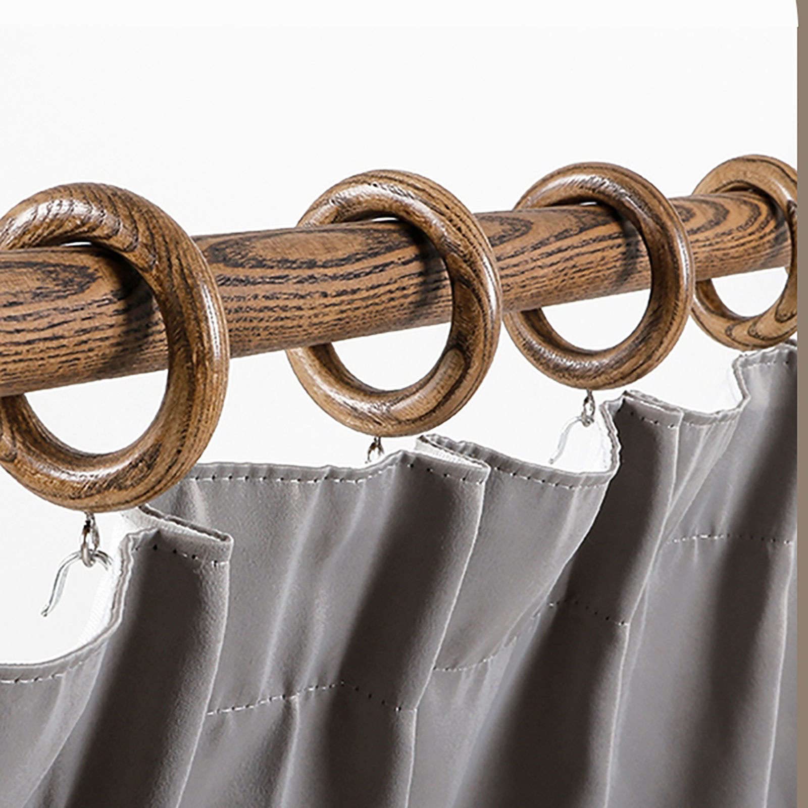 Supporti In Legno Massello Per Tende A Doppia Asta, Montaggio A Parete, Finitura Teak, 18,5 Cm