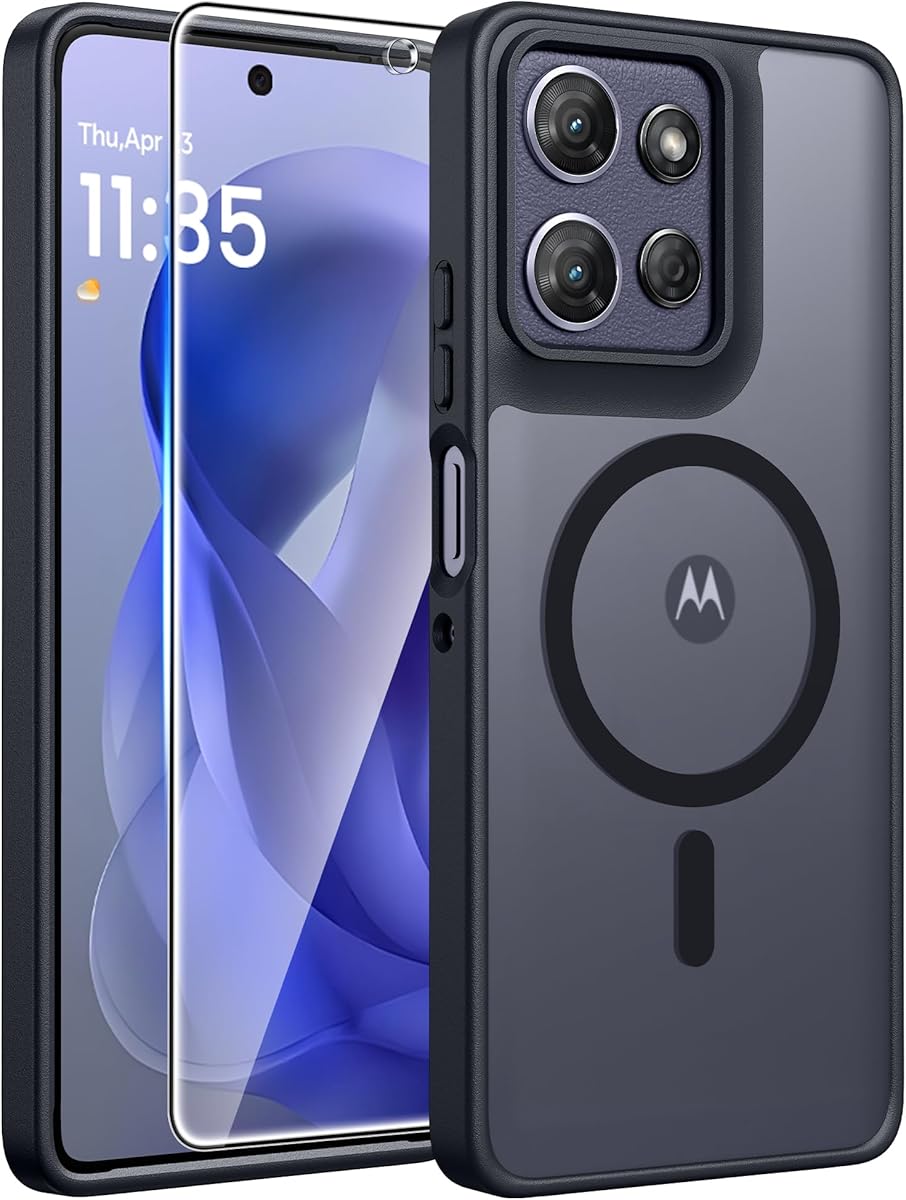 FNTCASE for Motorola Moto G Power 5G 2025 Case: Moto G Power 5G 2026 Magnetic Translucent Matte Slim Phone Cover - Shockproof Non Slip Anti-Fingerprint Hard Rugged Protective Case (6.8 Inch/Black)