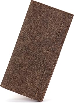 Long Wallet for Men, Stylish Ultra-Thin Bifold Wallets for Men with 12 Card Slots & ID Window & Zippered Coin Pocket, Credit Card Wallet for Suits and Daily Use Brown
