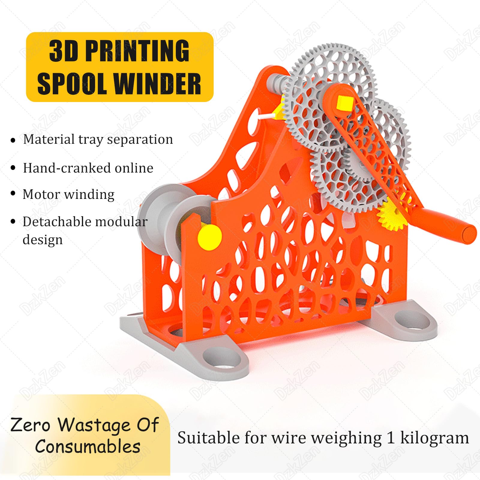 Bobinadora De Filamentos 3D,Bobinadora EléCtrica Manual De Consumibles,Bobinado De Alta Eficiencia,Carrete De Suministros De ImpresióN 3D,para Entusiastas De La ImpresióN 3D Orange-Manual