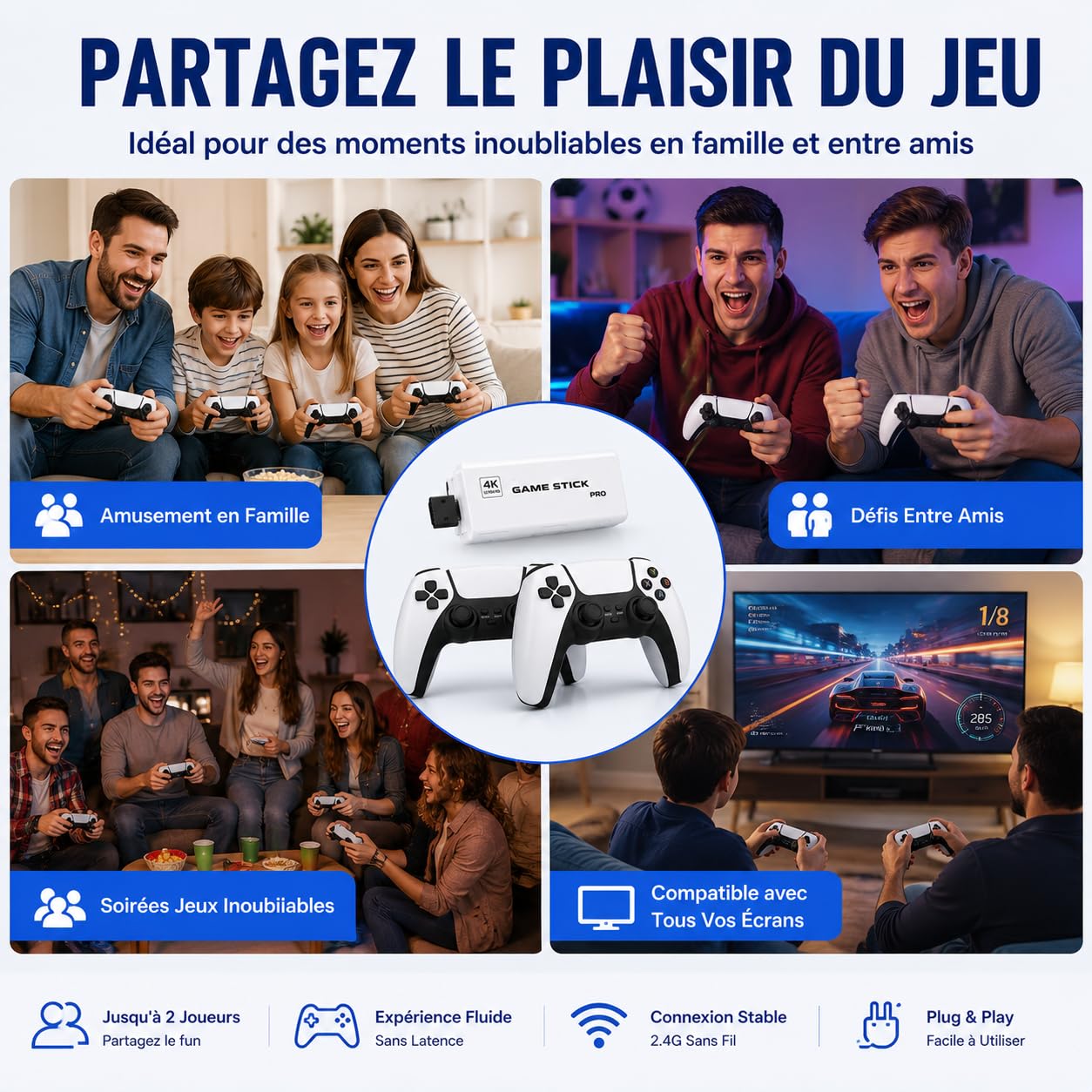Console Retro Wireless 4K con 20.000+ Giochi Preinstallati，128G 40000Games | 9 Emulatori Integrati, 2 Controller Inclusi, Dongle HDMI Incluso, Versione 2026, Set Completo