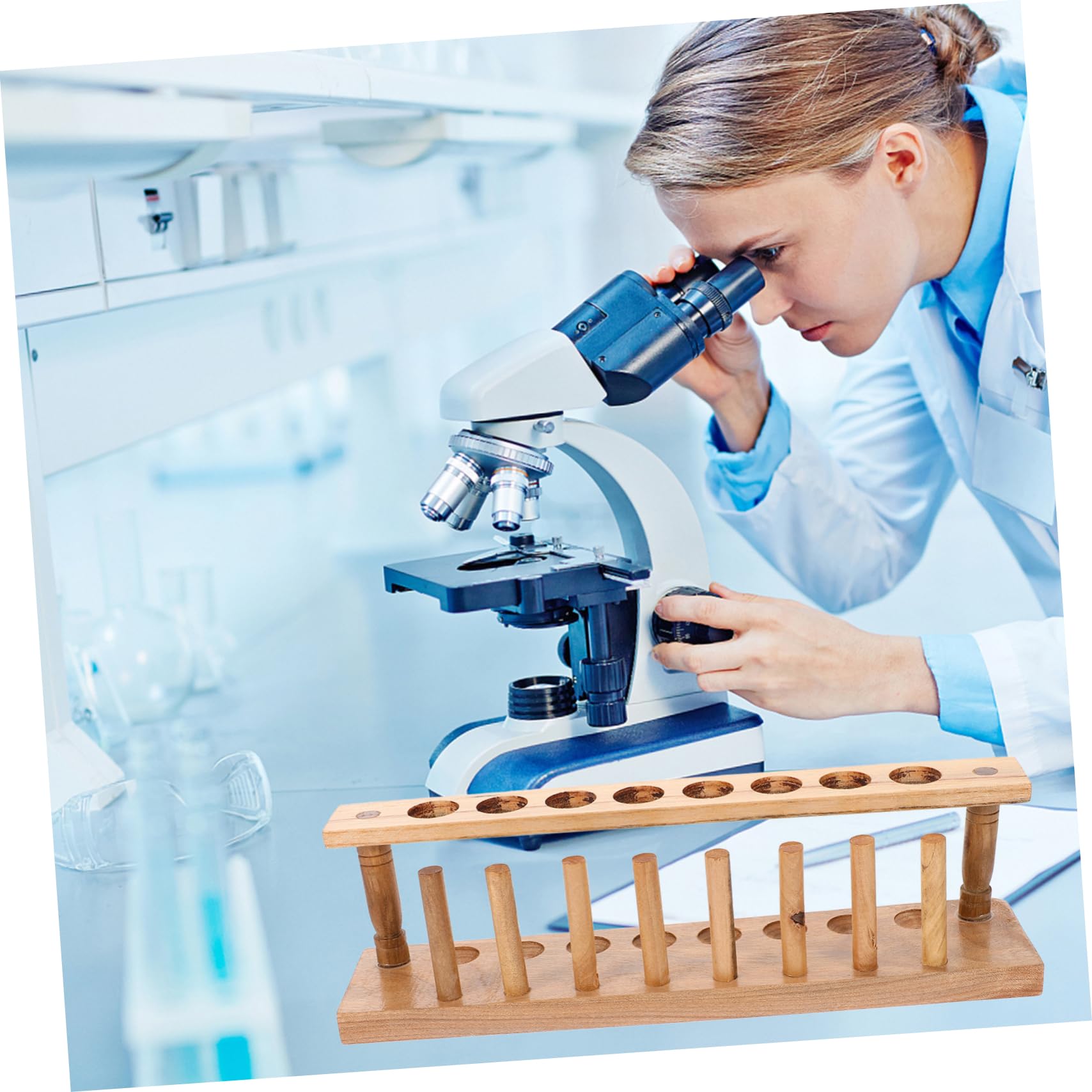 Mobestech 5stücke Holz Reagenzglas Gestell Für Reagenzgläser Stabiler Und Eleganter Aufbewahrungsständer Für Laborbedarf Und Wissenschaftliche Experimente Für Forschung Und Schulbedarf