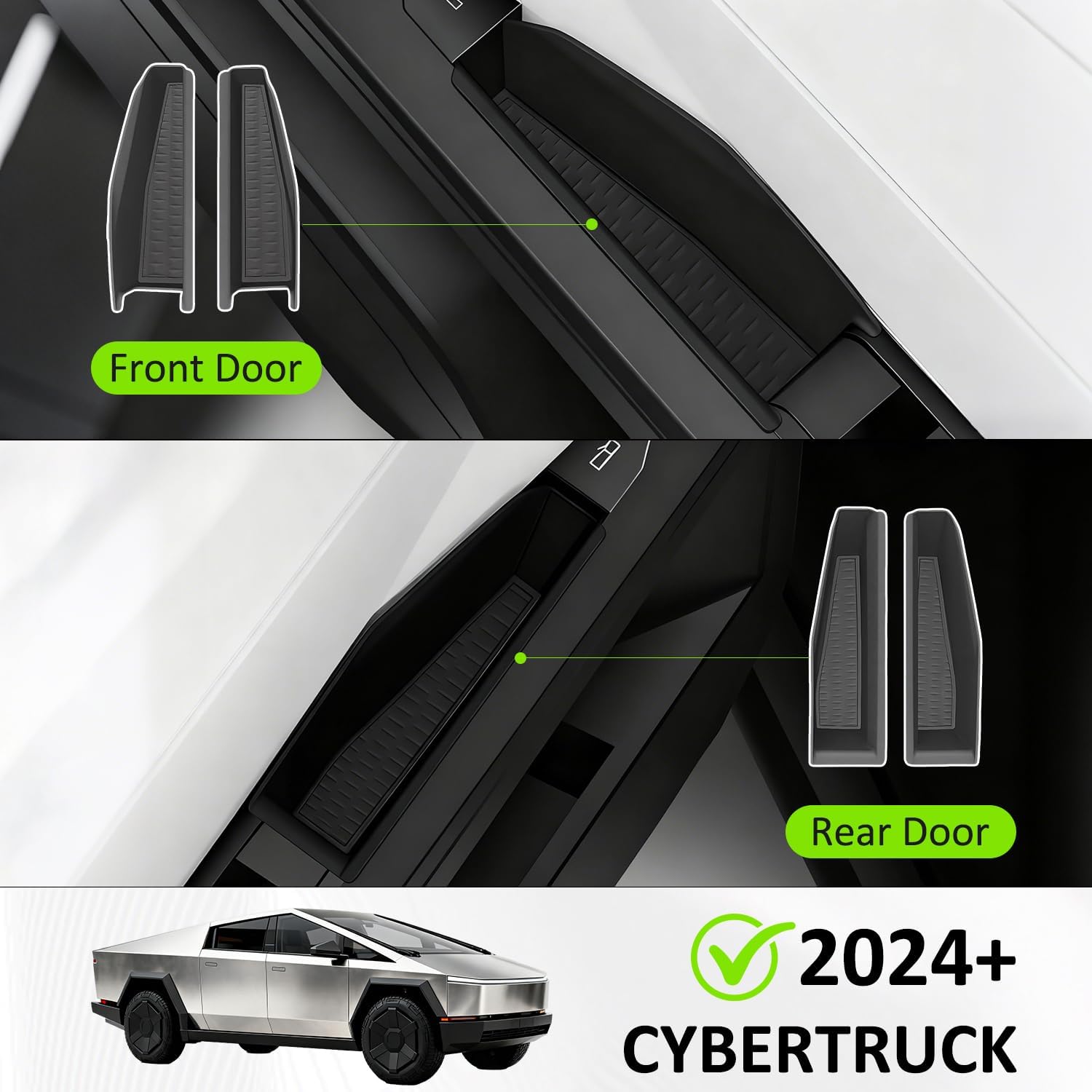 4 Door Handle Storage Box for Cybertruck Accessories, Compatible with Tesla Cybertruck 2025 2024, Inner Front&Rear Door Handle Storage Organizer, Interior Grab Tray Pocket ABS Plastic, 4 PCS