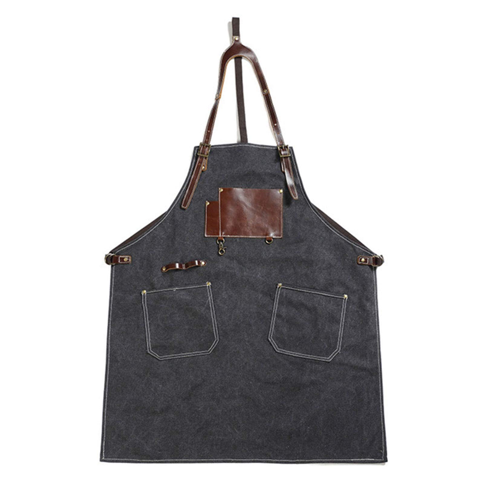 Genérico Delantal De Camarero Cocinero Denim Ajustable Con Bolsillo For Mujeres Hombres Moda For Cafetería Tienda Postres Restaurante