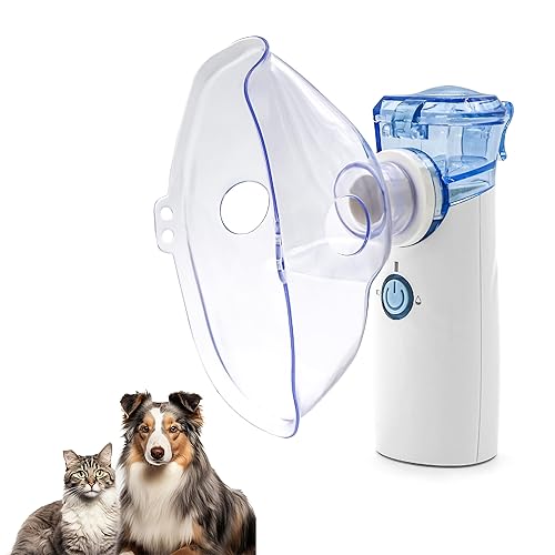 Pepultech Portabe Cat Nebulizer,Handheld Nebulizer of Cool Mist for Dog Pets, USB Rechargeable Veterinary Nebulizer,Steam Inhaler for Home Office Use for Breathing Problems,Animal Use
