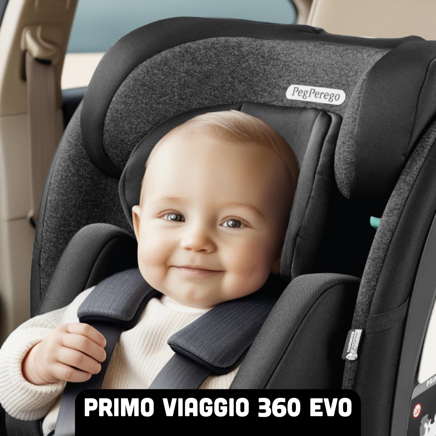 Peg Perego Primo Viaggio 360 EVO Seggiolino Auto Evolutivo All-In-One con ISOFIX, Girevole, Reclinabile, per Bambini dalla nascita a 150 cm (0-12 anni), 0-36 kg, Planet