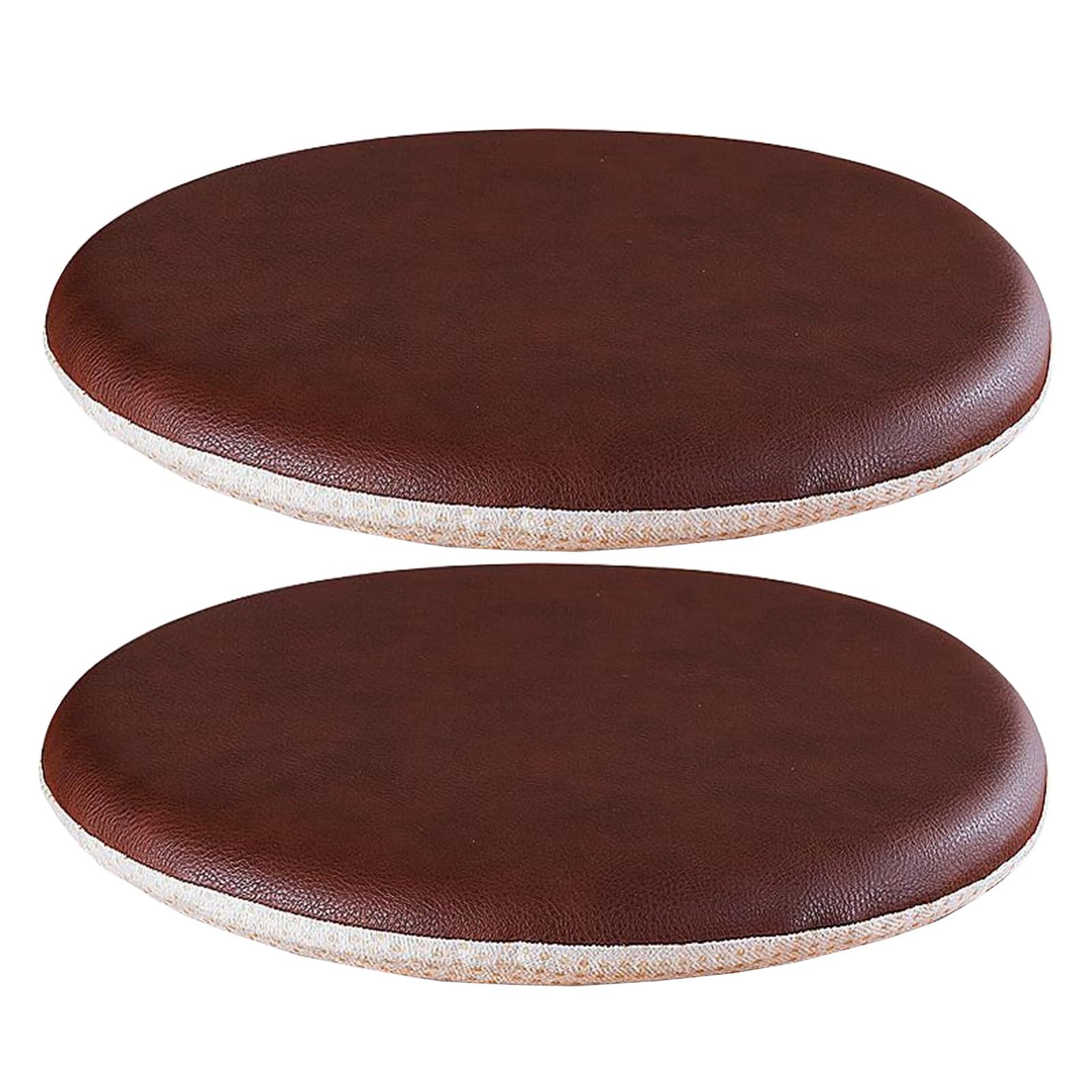 PIPOEI Set of 2 Round Chair Cushions, Leather Seat Cushion with Hidden Zipper Design, Non Slip Bistro Stool Seat Memory Foam Mat, Chair Pads for Kitchen Tatami Dining Office 01,2 set - 55cm
