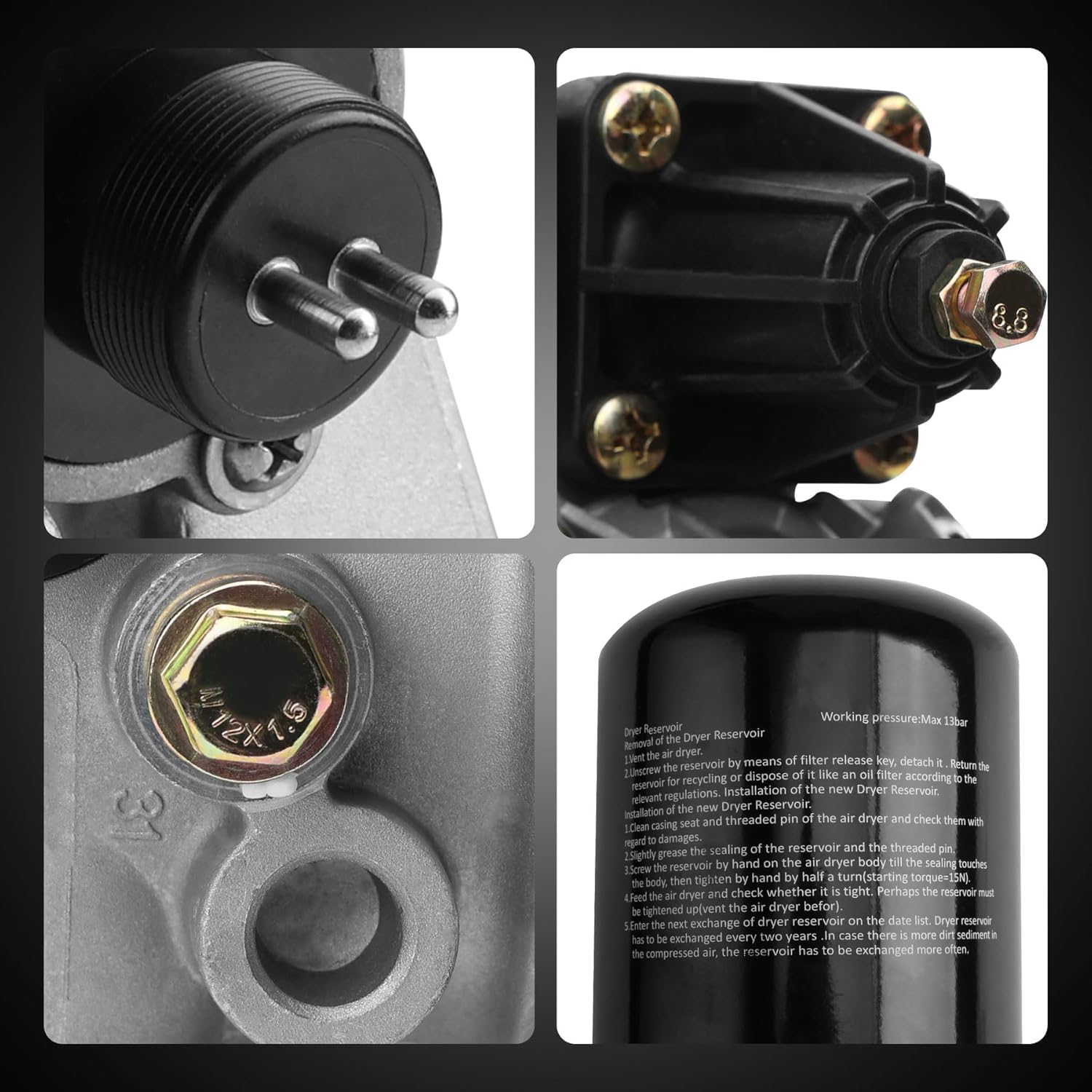 R955205 Car Air Clean Dryer, Compatible with Meritor-Wabco System Saver 1200 Wabco SS1200 Volvo Kenworth Cascadia Peterbilt RV Bus Trucks Drier, Peterbilt 12V Interior Cab Fresh Air Filter