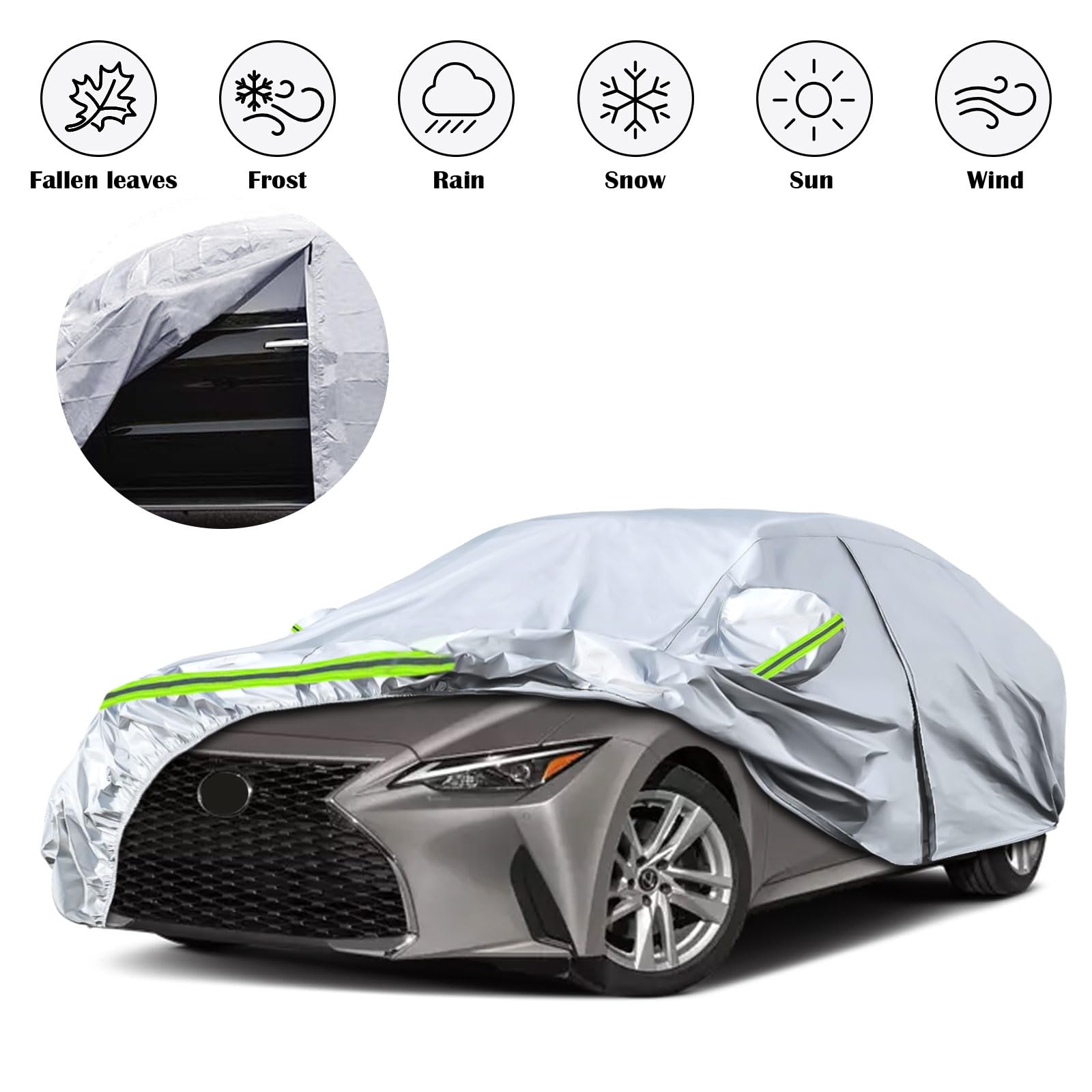 Waterproof Car Covers Replace for 2005-2025 Lexus IS250 IS300 IS350 6 Layers Silver All Weather Custom-fit Car Cover — view 7
