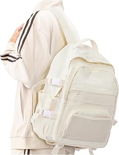 Backpack for Teens Girls Boys, Middle High School Backpack Bookbag Casual Travel Daypack,Waterproof College Students Rucksack with laptop compartment Small Lightweight Work Bag for Women Men White