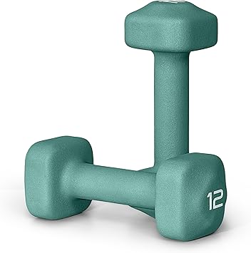 Tone Fitness Neoprene Dumbbell Weight Pairs with Anti-Roll Square Head | Multiple Options