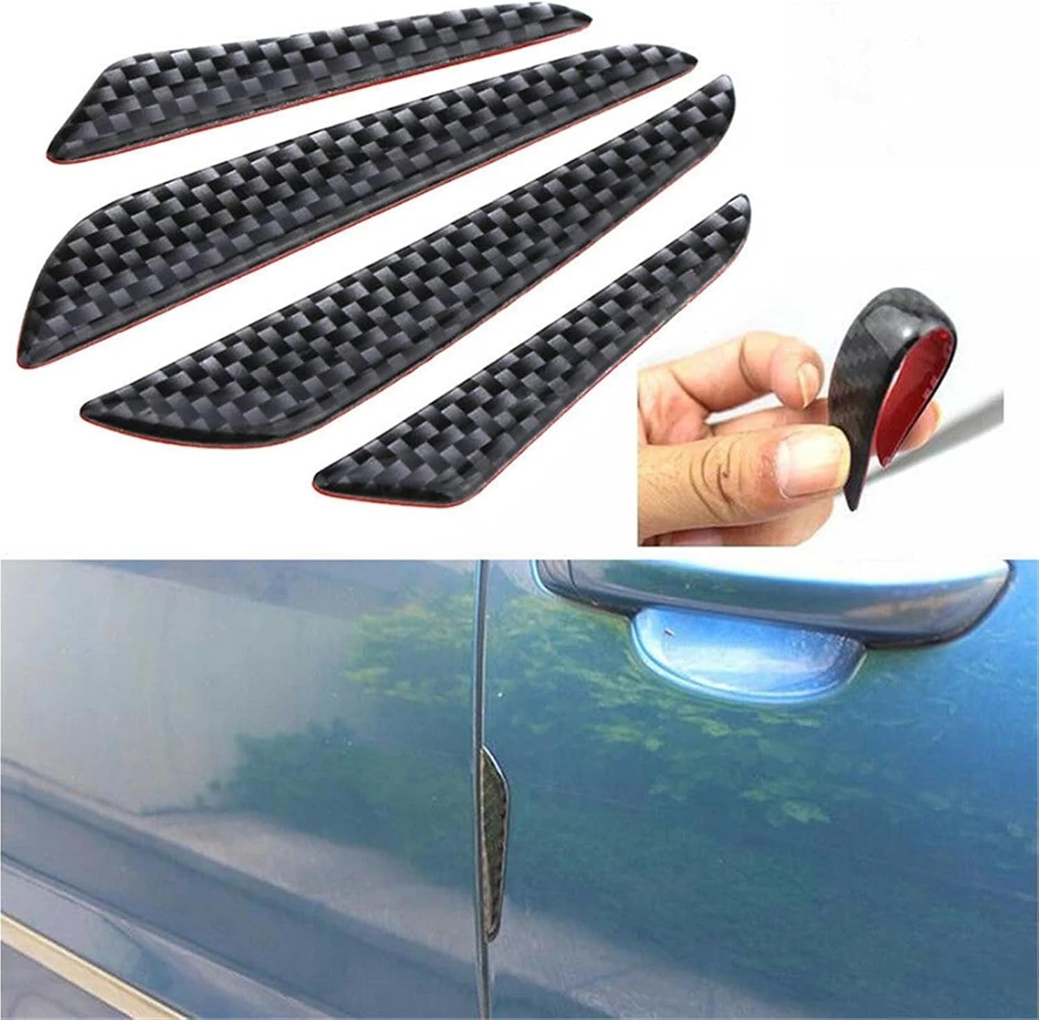 4X Anti-Collision Trim Carbon Fiber Car Door Edge Guard Strip Protector Bumper