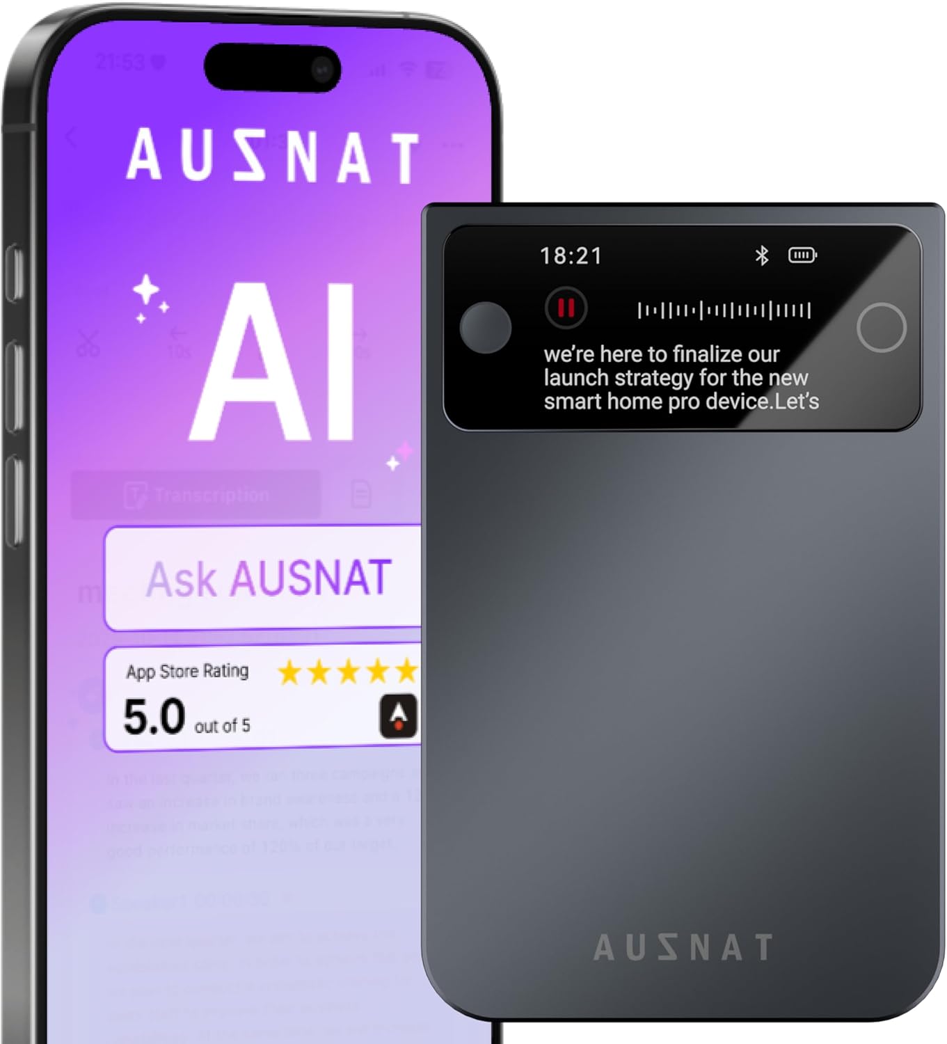 AI Voice Recorder, Note Pro Voice Recorder with Live Transcription Display,AI Transcribe & Summarize, APP Control,Supports 250 Languages, Note Taker for Meetings,Calls,Case Included