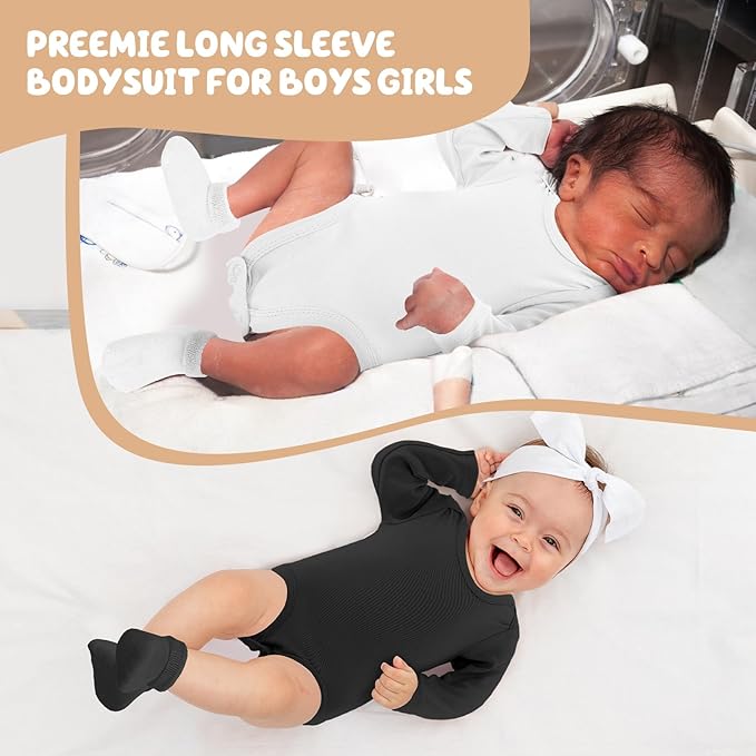 Pack 5 Bodies Manga Larga Prematuro Algodón miniatura 5