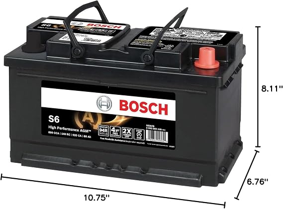 BOSCH S6587B High-Performance 12V Group 94R AGM Automotive Battery - Ideal for Vehicles with Start-Stop Technology and Regenerative Braking
