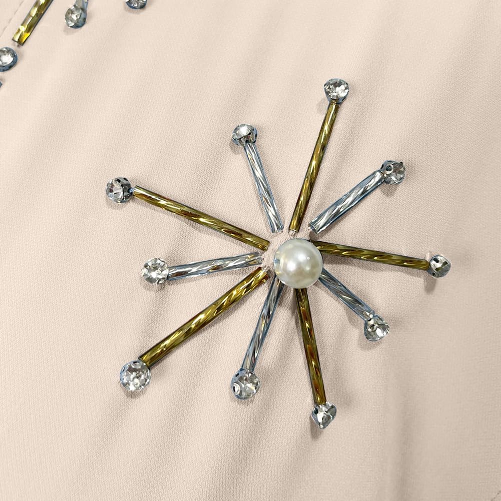 Muslim Abaya Long Sleeve Open Front Rhinestones Kaftan Cardigan Maxi Dress for Women with Belt - Image 6