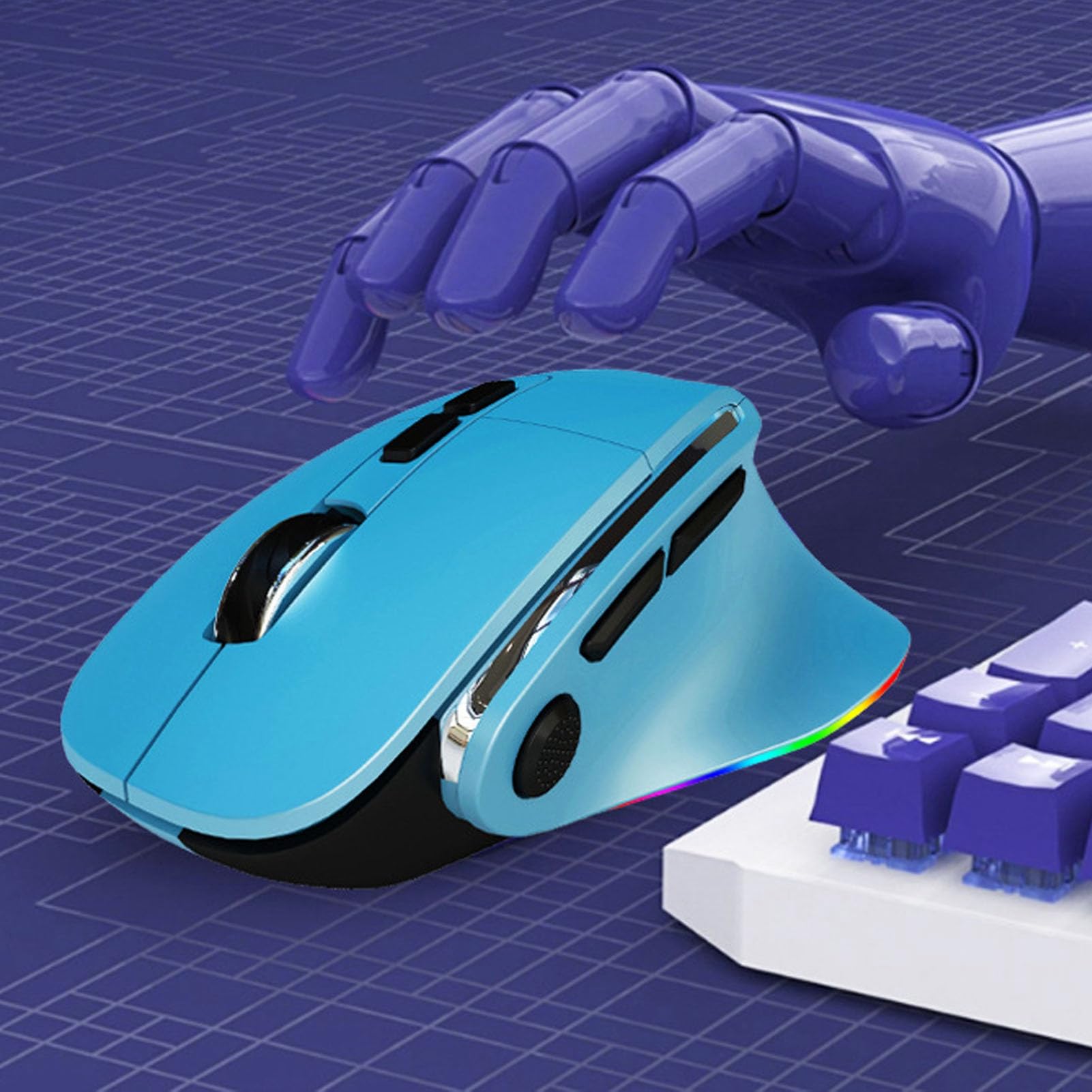 Elprico Vertikale Ergonomische Maus, Wiederaufladbare Vertikale 2,4-GHz-Mäuse mit 3 Einstellbaren DPI-Stufen von 1000/1600/2400 für Laptop, PC, 