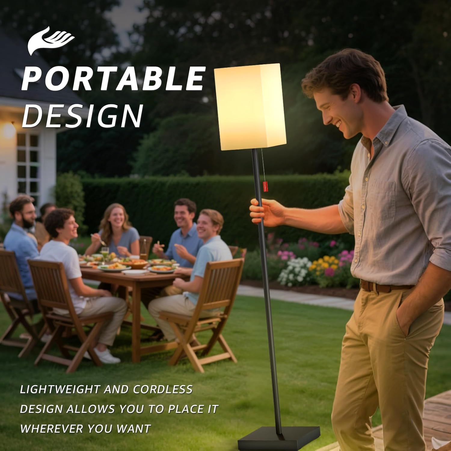 uuffoo Solar Floor Lamp Rechargeable Cordless Outdoor Floor Lamps Warm White & RGB with Remote Light Sensor Auto On/Off for Garden, Yard, Patio Gift for Women, Mom, Grandma (D)