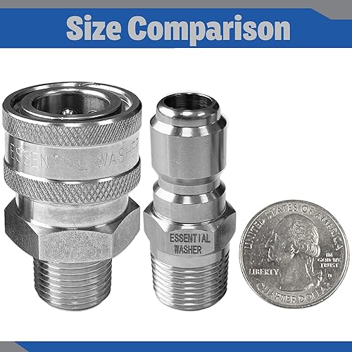 Miniatura 5 de ESSENTIAL WASHER Juego de adaptadores de enchufe de conexión rápida de acero inoxidable para hidrolavadora (QC SocketPlug Set - 38 pulgadas M-NPT)