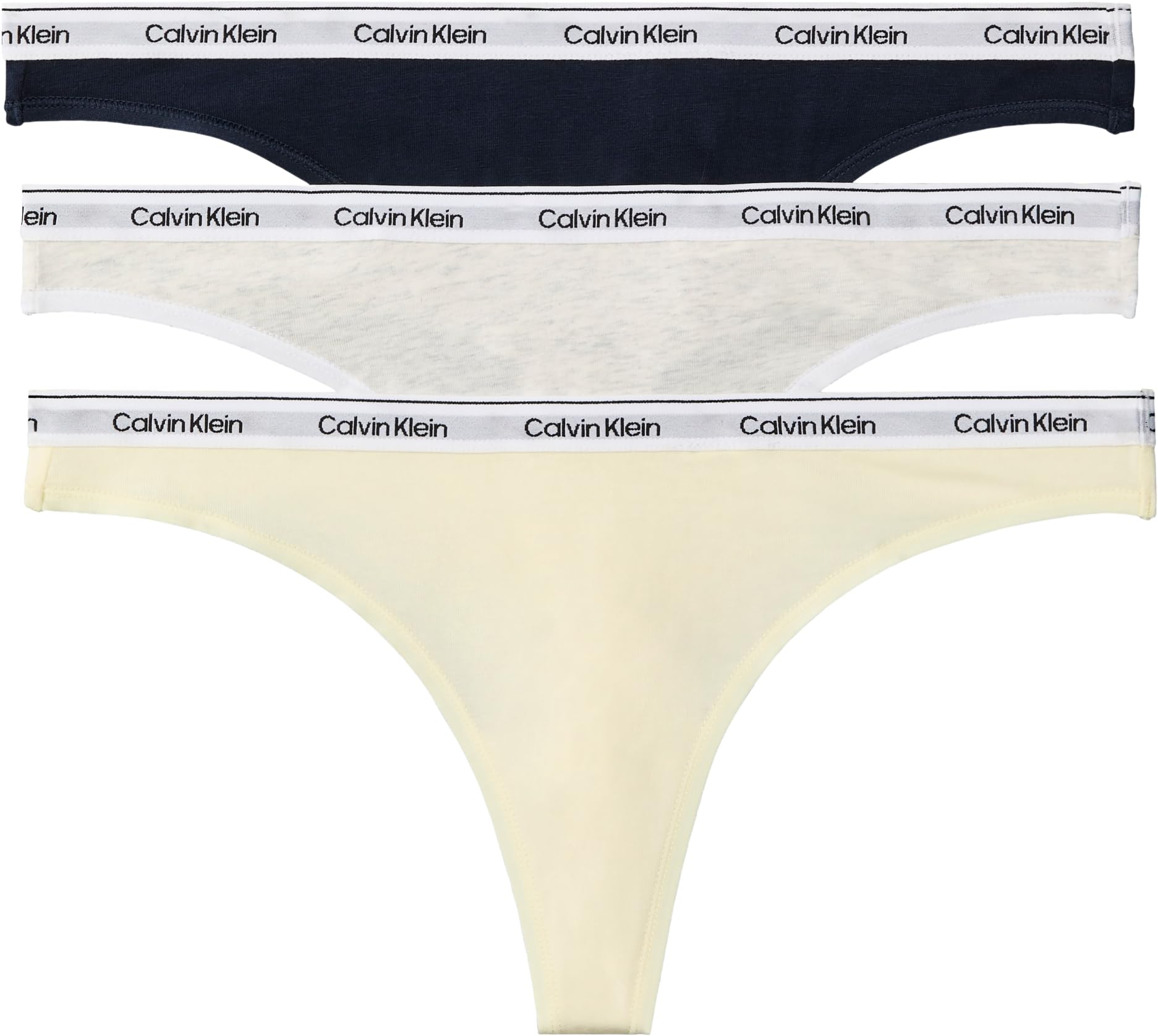 Calvin Klein Women THONG 3PK GREEN (SHORELINE/SNOW HEATHER/PEAR SORBE) M