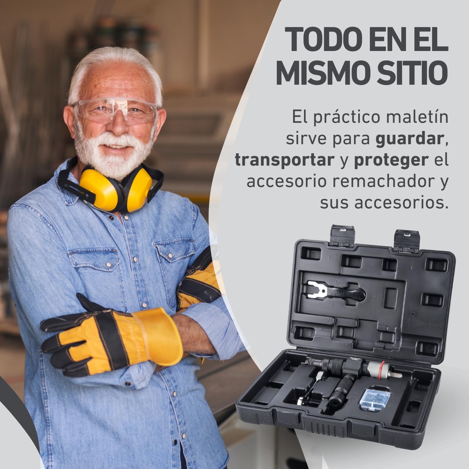 Accesorio para Remachadora para Taladro y Atornillador | Herramienta de Remachado para Aluminio, Acero y Acero Inoxidable | Adaptador para Remaches de 2,4-6,4 mm | Pistola de Remaches Adaptador