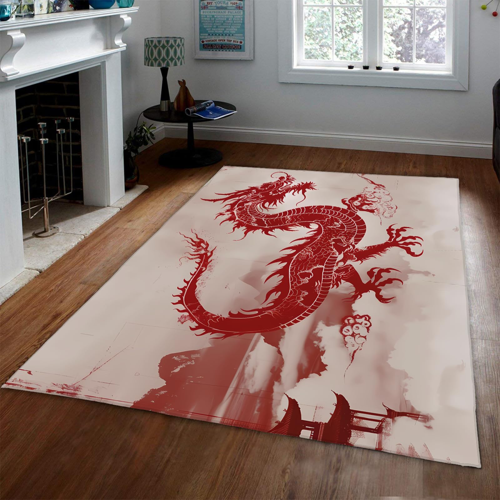 Tappeto Red Dragon 80x150cm Tappeti artistici da taglio della carta tradizionali asiatici per soggiorno Tappeto vintage moderno per l'arredamento dell'ufficio domestico