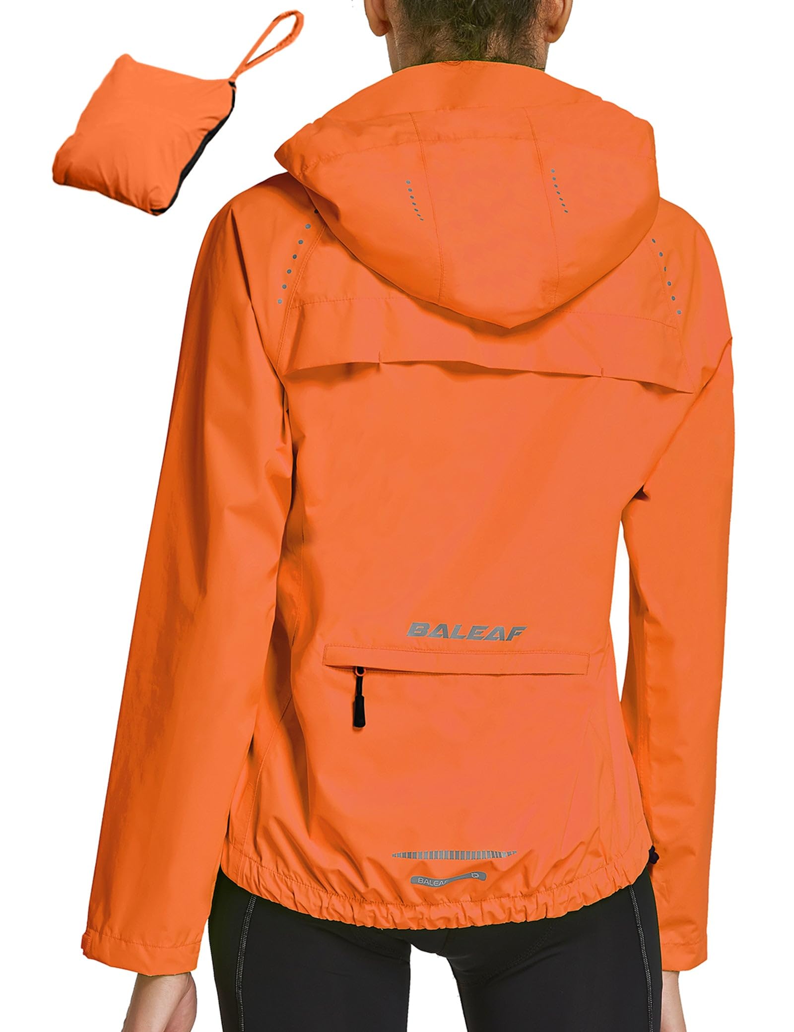BALEAF Women s Cycling Rain Jackets Waterproof Windbreaker Running Jackets Reflective Rain Gear Packable Lightweight Hooded