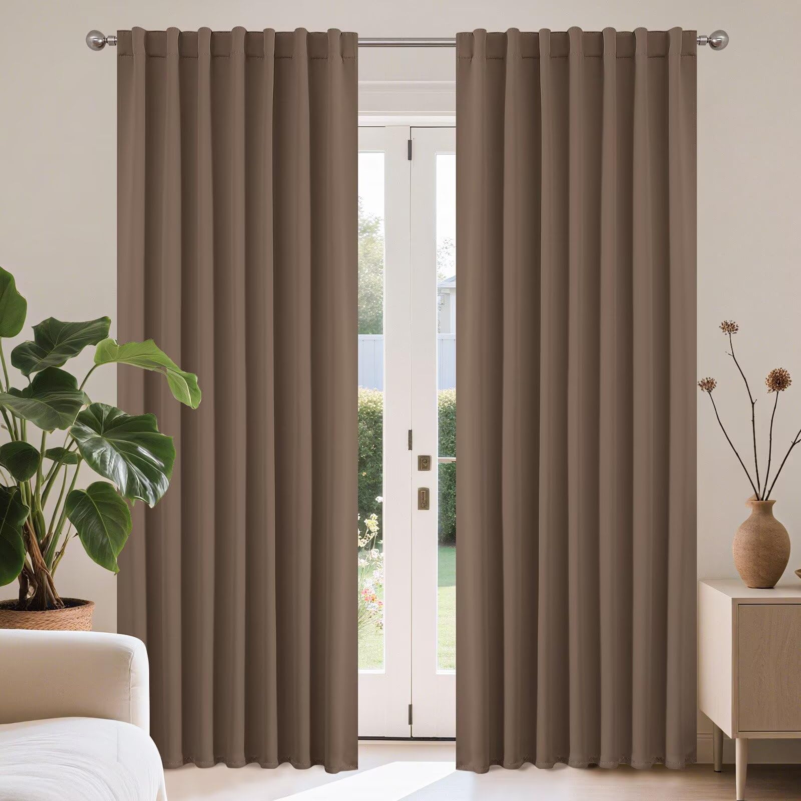 Rideaux occultants kaki 132x183cm pour chambre et salon Joydeco