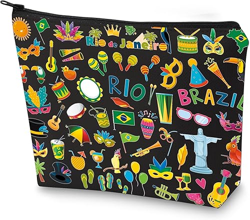 WZMPA Brasil Bolsa de viaje Brasil Regalos de recuerdo Río de Janeiro Maquillaje Cremallera Bolsa Bolsa Brasil Viaje Mercancía, Río Brasil BL, Bolsa