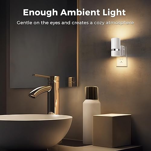 Miniatura 7 de L LOHAS LED Luces nocturnas enchufables a la pared, luz nocturna enchufable con sensor de luz, regulable de 0 a 100 lúmenes, blanco suave 3000 K,