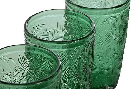 Miniatura 3 de Vaso Set of 6 Crystal 8 x 8 x 13 370 ml Hojas Relieve