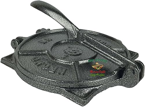 Miniatura 3 de Máquina de prensa de tortilla negra, tortilladora de hierro fundido, 7.5"