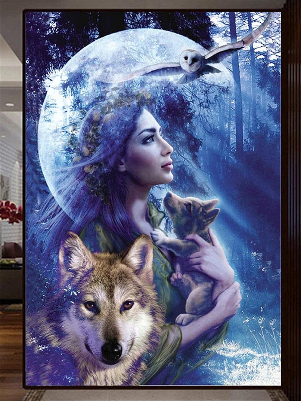 5D Diamond Painting Kits Complets,DIY Peinture Diamant Kits Loup Strass Diamant Broderie Point De Croix Kits Adultes Enfants Arts Craft Pour La Décoration Murale à La Maison Square Drill25x30cm