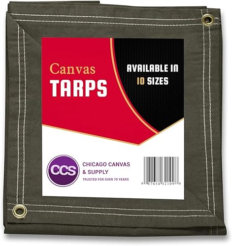 CCS CHICAGO CANVAS & SUPPLY - Lona impermeable resistente, extraduradera, para varios usos, funda de lona de campamento con ojales inoxidables para