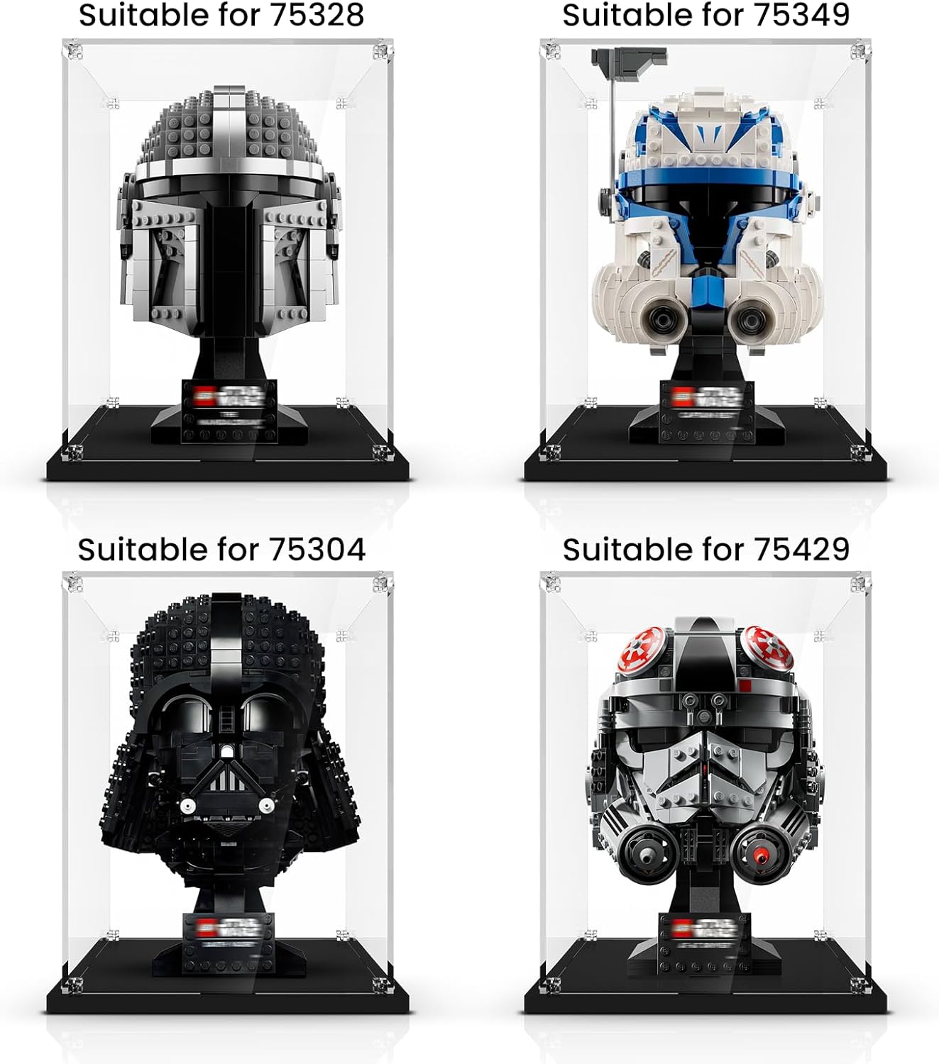 Acrylic Display Case for Lego Star Wars Helmet, Display Box Compatible with Lego Helmet 75429 76285 75349 75328 75304 75351 75327 76187 76182 76199
