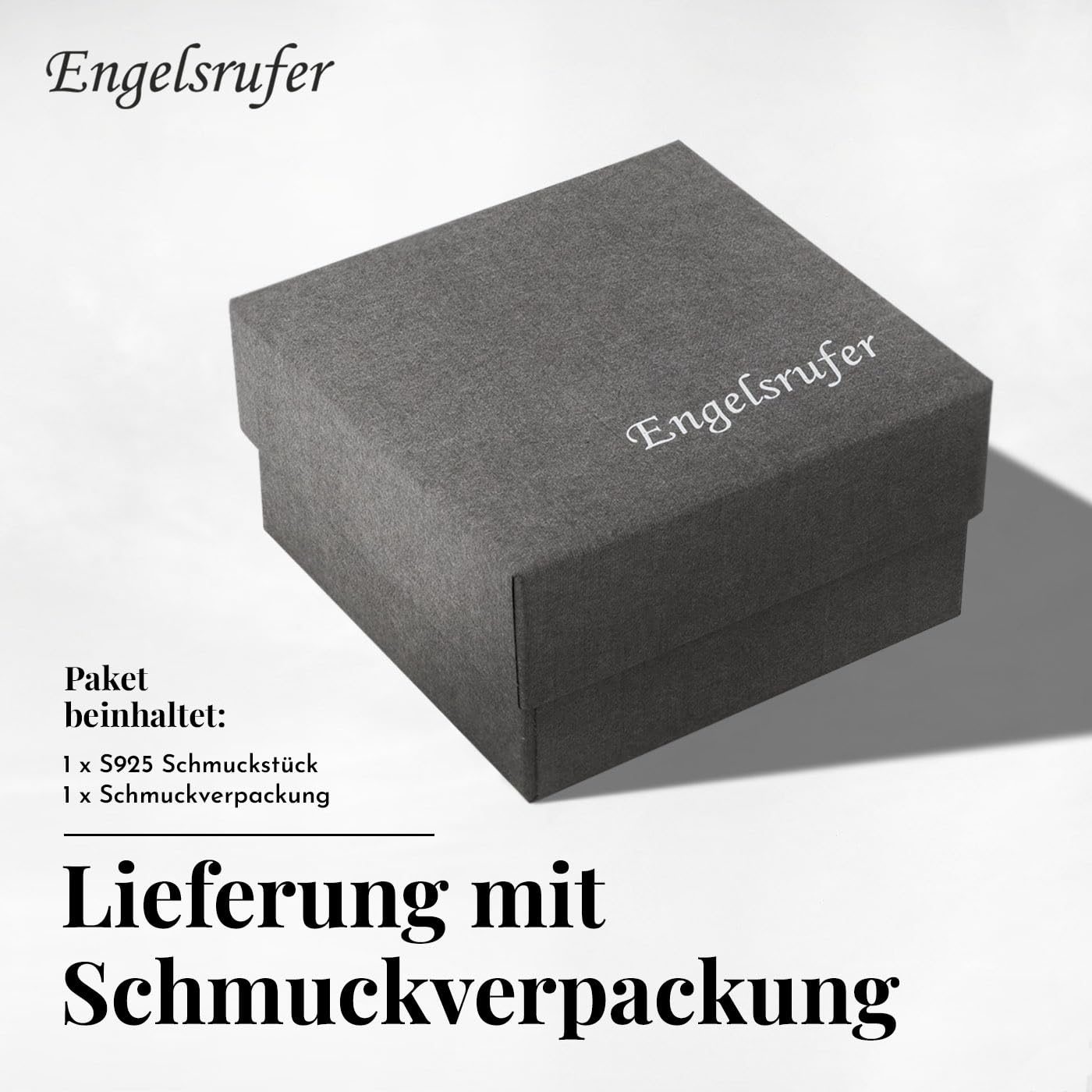 Engelsrufer Damen Halskette aus Sterling Silber mit Herzflügel Anhänger mit Zirkonia Steinen, Karabinerverschluss, in zwei Längen verstellbar, nickelfrei, Allergiker geeignet