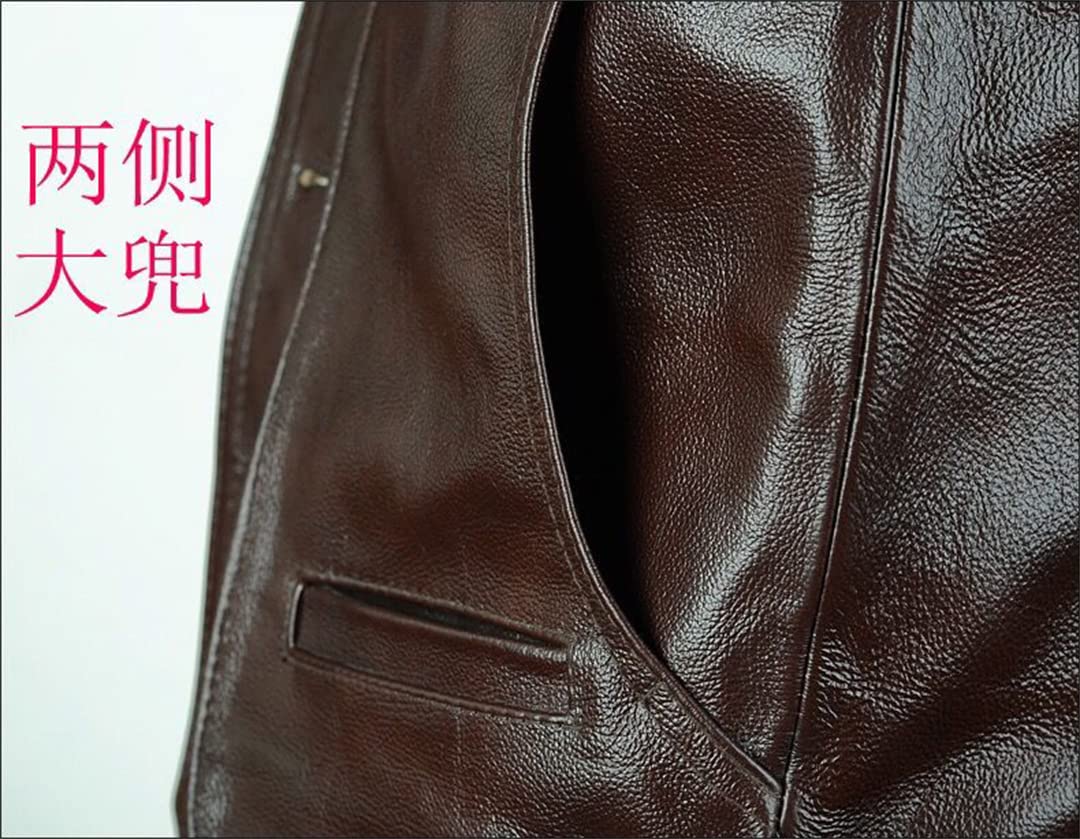 KMMBBTY Gilet da Motociclista in Pelle da Uomo con Tasche con Cerniera Gilet da Motociclista da Uomo con Scollo a V Abbottonato da Uomo
