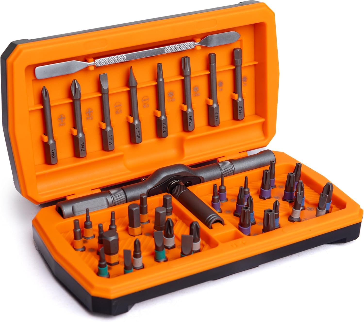 Yebebao 42 +1 in 1 Magnetic Ratchet Screwdriver Set, Multi Bit Ratcheting Torx Screwdriver Sets Orange, Birthday Gifts for Men Who Have Everything, Gifts for Him Dad Her