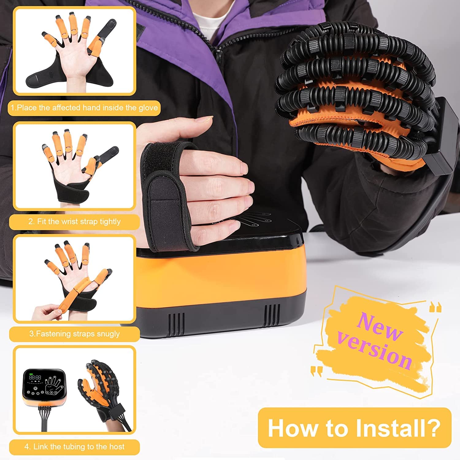 Rehabilitation Roboter Handschuhe - USB Aufladung für Finger Recovery, Heimgebrauch Stroke Reha-Trainer für Hemiplegie