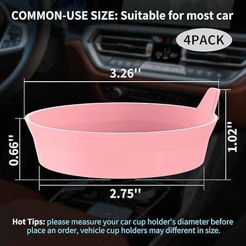 Miniatura 2 de ME.FAN Portavasos para automóvil 4 unidades Alfombrillas de silicona para tazas, accesorios interiores antideslizantes universales para empotrar,