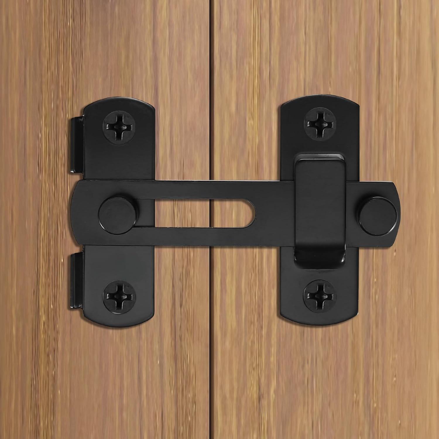2pcs 180° Degree Flip Sliding Barn Door Locks and Latches, Sliding Barn Door Locks, Black Gate Latch Bolt Buckle Lock for Barn Door, Pet Door, Bathroom, Garage, Window, Sliding Door Lock
