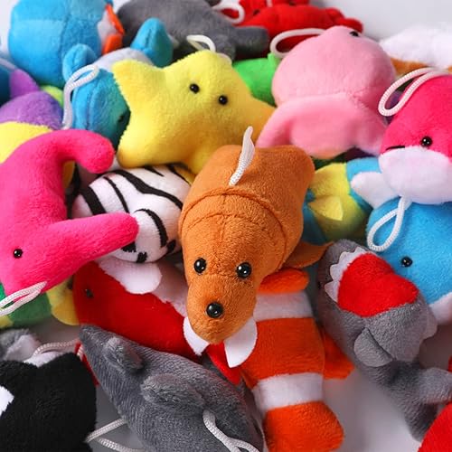 Miniatura 5 de Paquete de 30 mini juguetes de peluche de animales del océano a granel, lindos animales de peluche de criaturas marinas, decoración de llavero