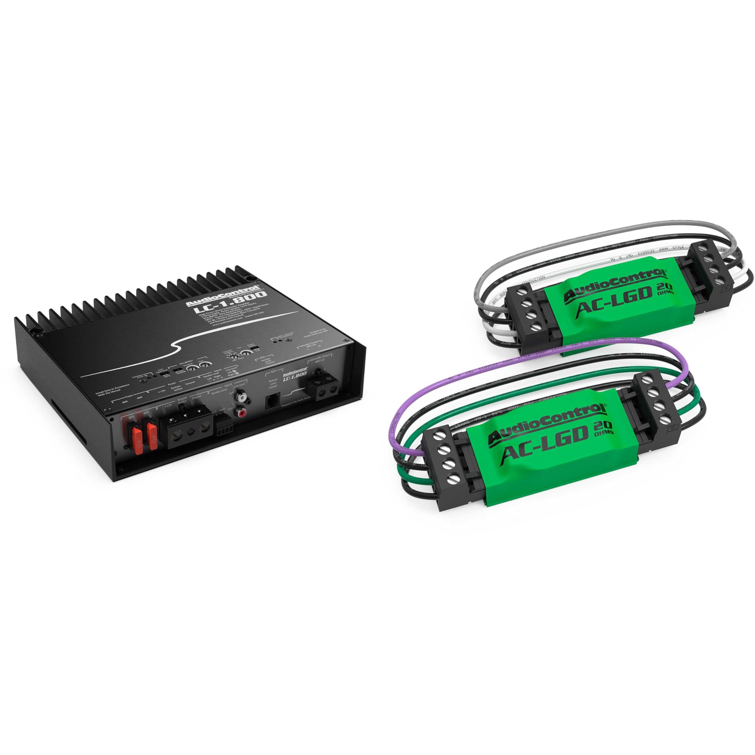 AudioControl LC-1.800 High-Power Mono Subwoofer Amplifier with Accubass with 1 Pair AudioControl AC-LGD 20 Load generating Device