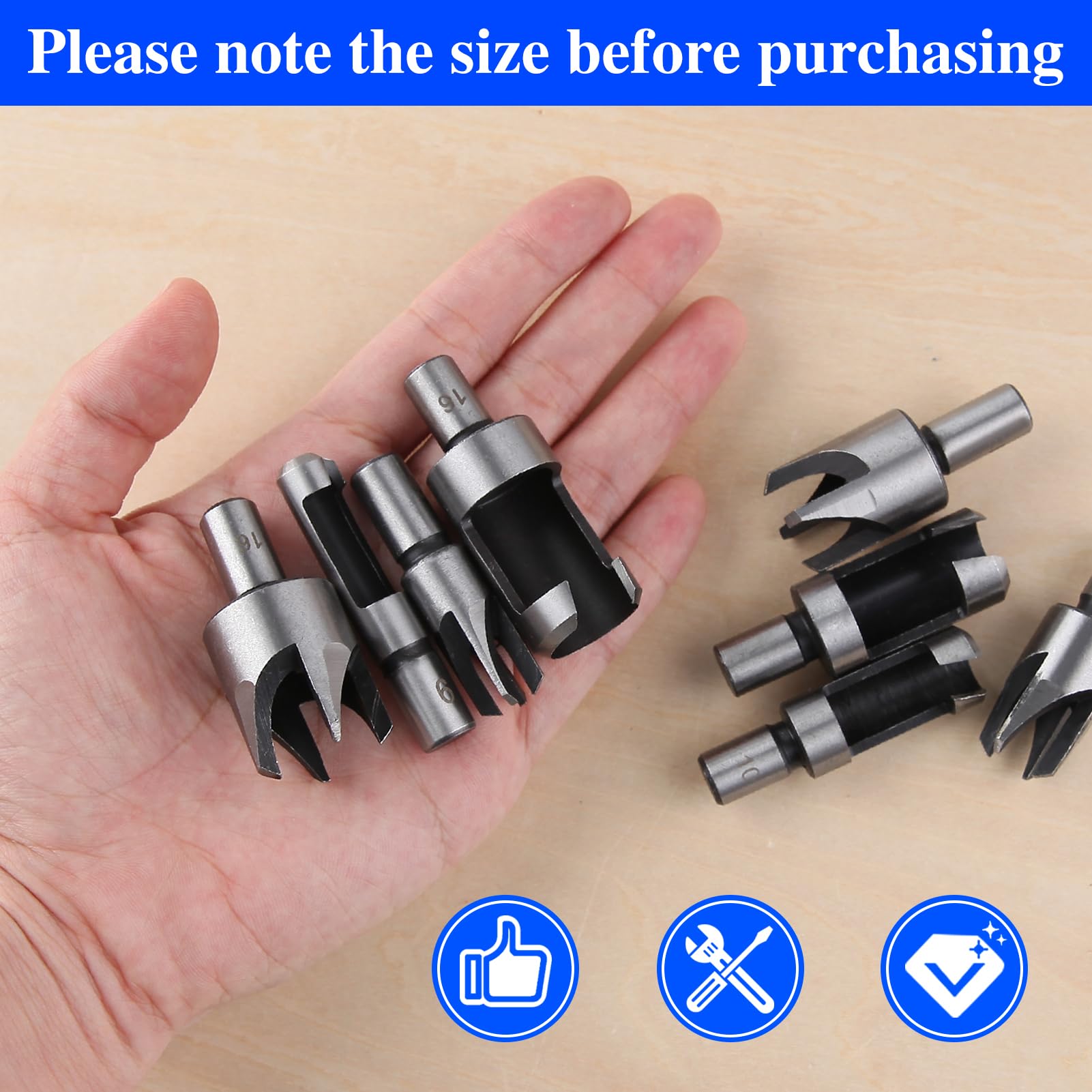 Wood Plug Cutter Set - 8 Pieces for Woodworking -7