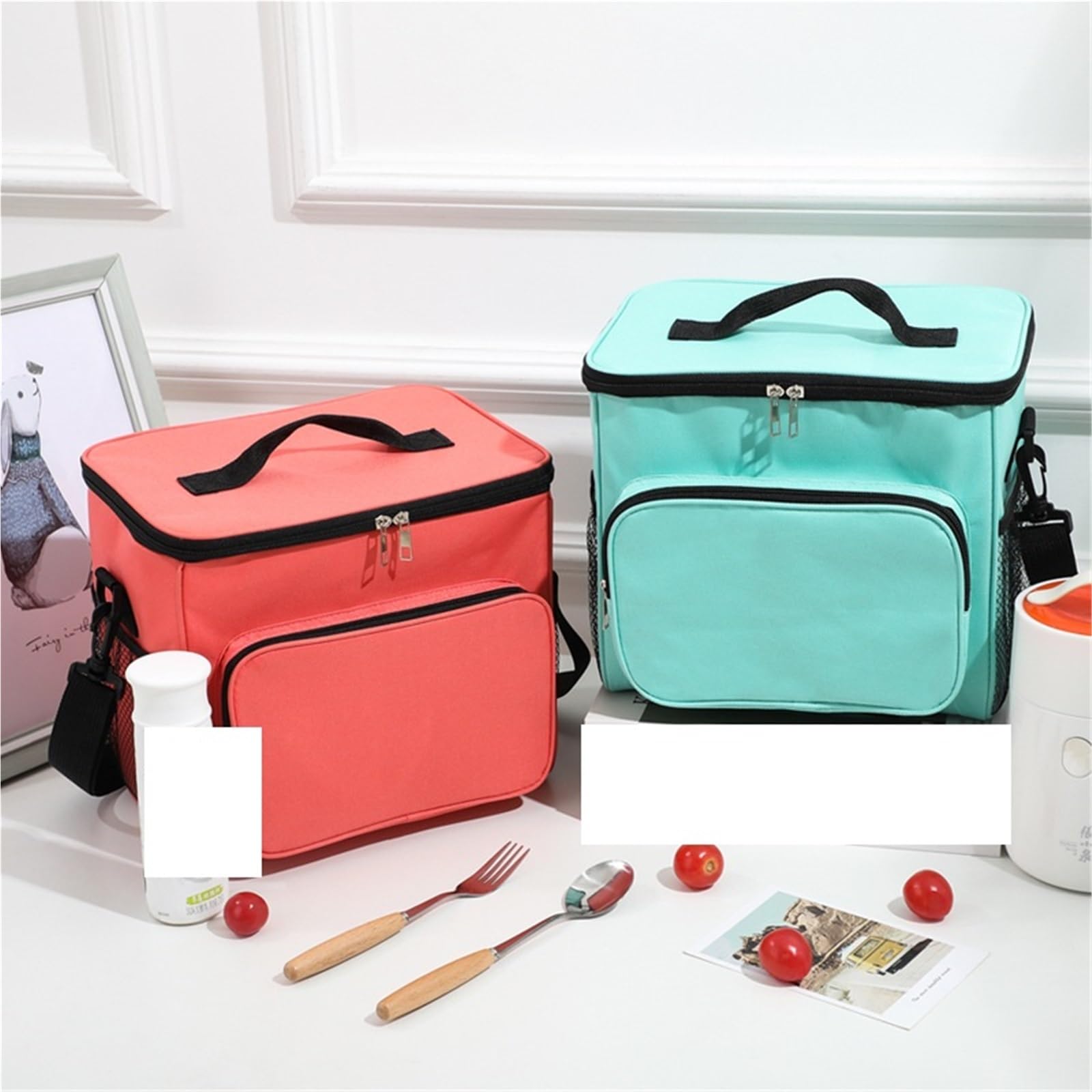 Bolsa Bento gruesa de tela Oxford, bolsa aislante portátil gran capacidad, pícnic al aire libre, almuerzo for estudiantes, 2 uds