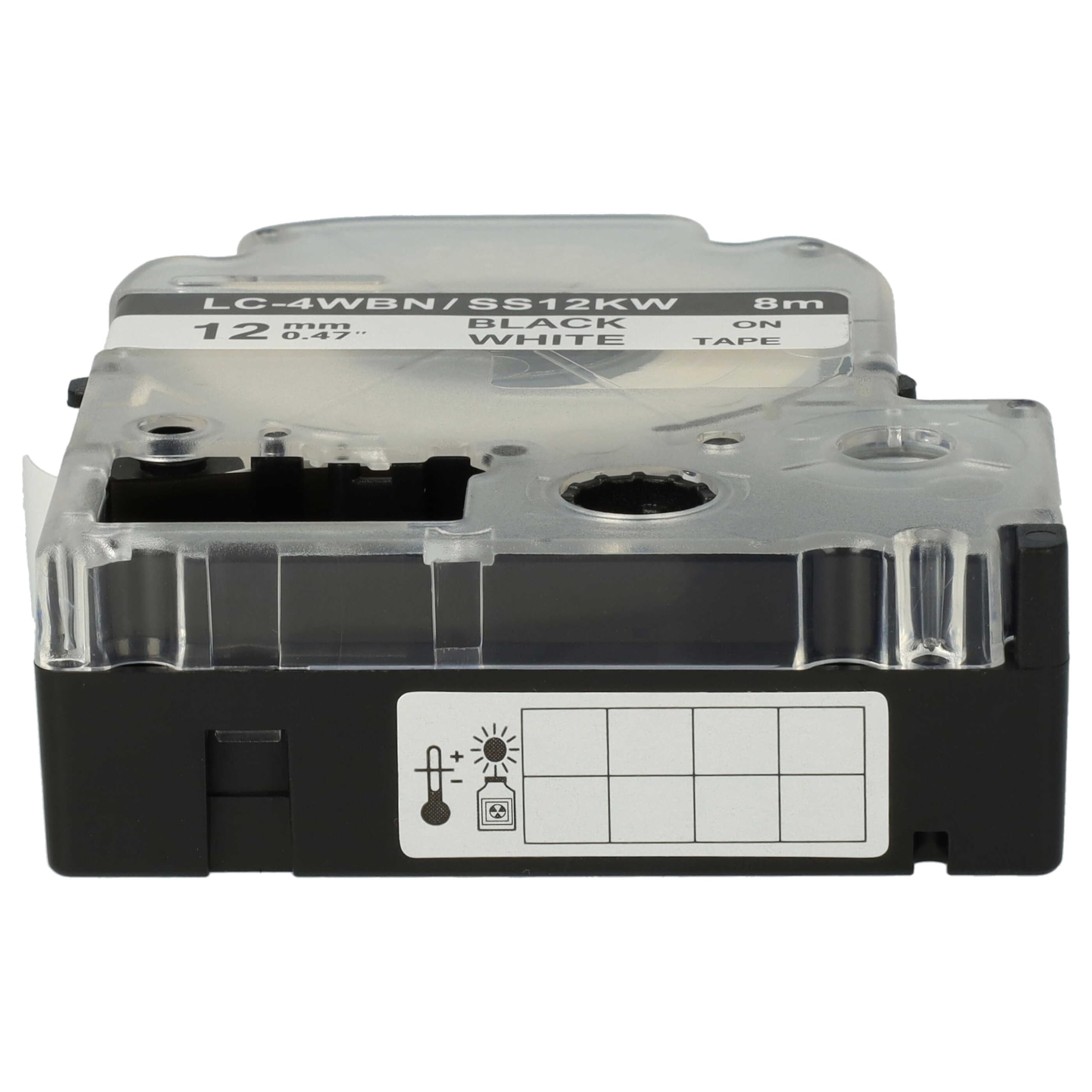 vhbw 50x Cassetta nastro sostituisce Epson LC-4WBN per etichettatrice 8m x 12 mm nero su bianco