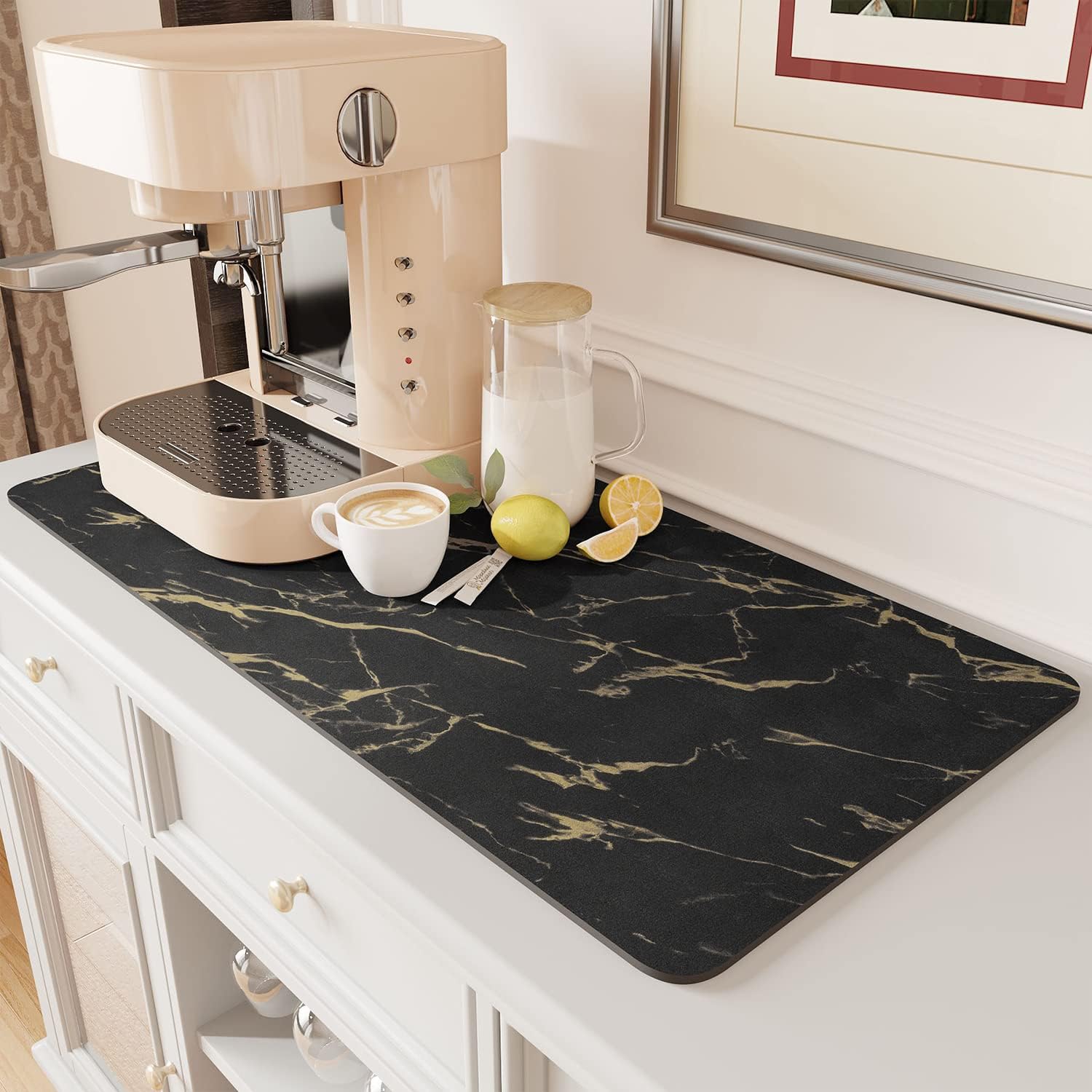 AMOAMICoffee Mat Hide Stain Rubber Backed Absorbent Dish