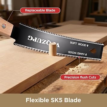 Japanese Hand Saw,Hand Saw, Woodworking Tools, 6-Inch Pull Saw,Flexible Double-Edge Blade 17/11 TPI